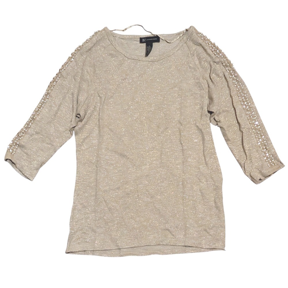 INC International Concepts Womens XL Gold Embellished 3/4 Sleeve Sweater NWT